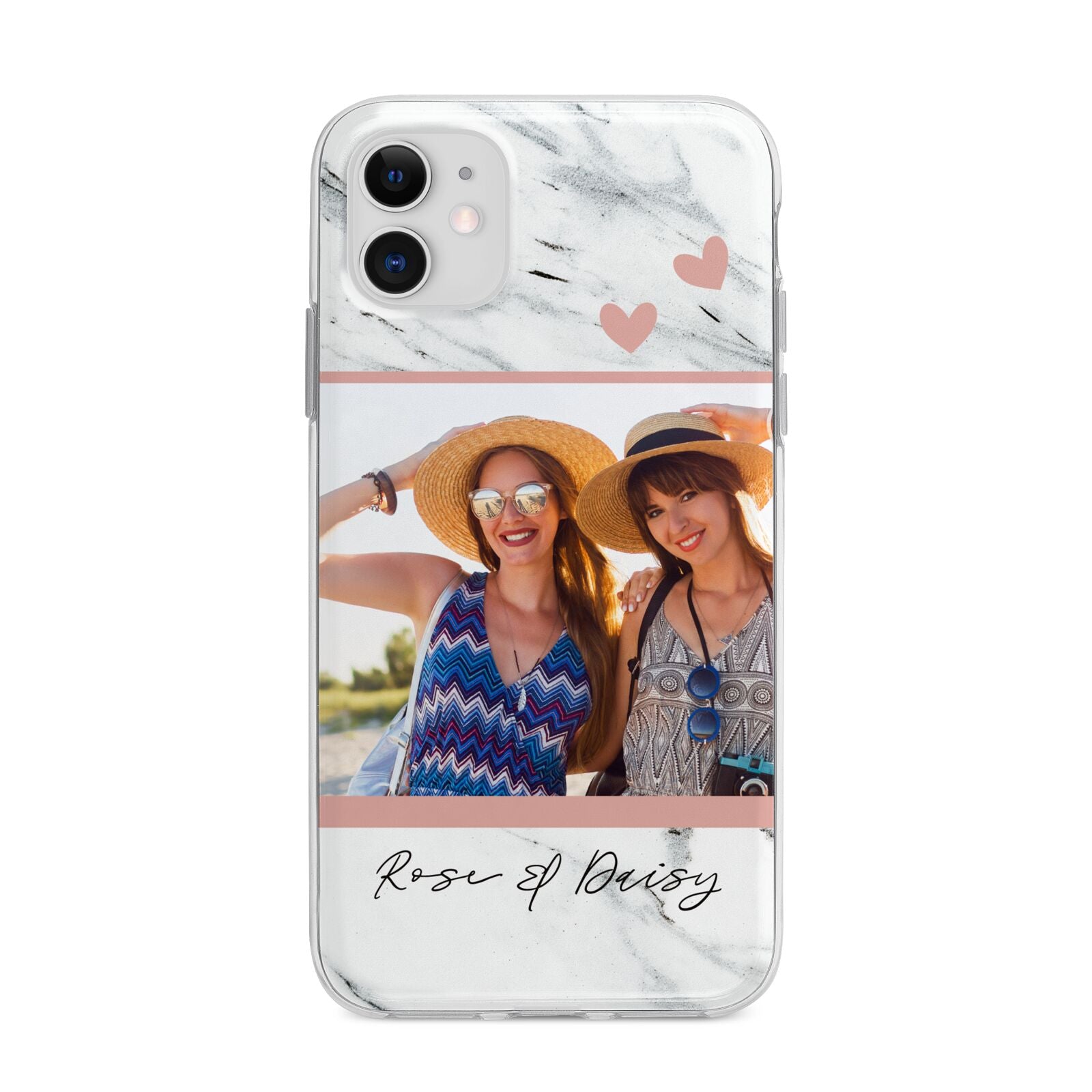 Marble Photo Upload with Text Apple iPhone 11 in White with Bumper Case