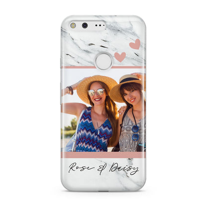 Marble Photo Upload with Text Google Pixel Case