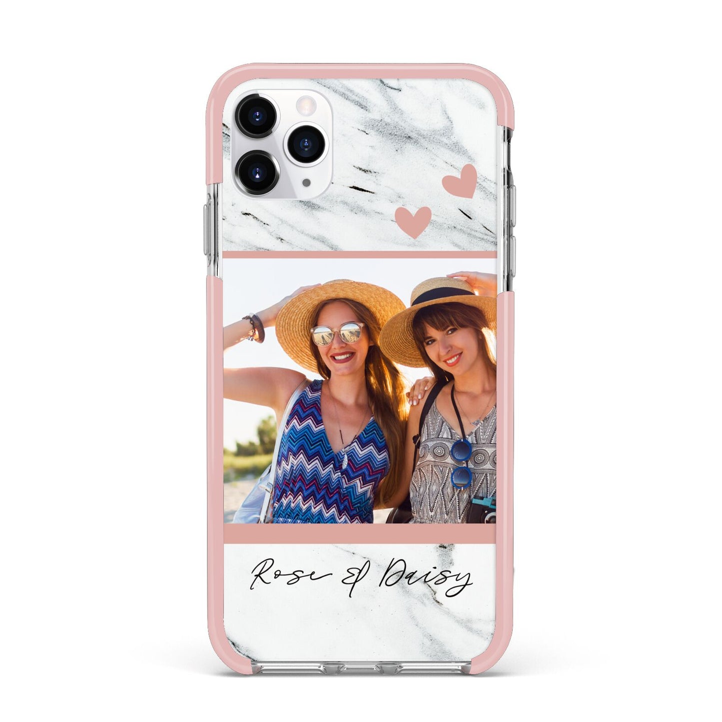 Marble Photo Upload with Text iPhone 11 Pro Max Impact Pink Edge Case