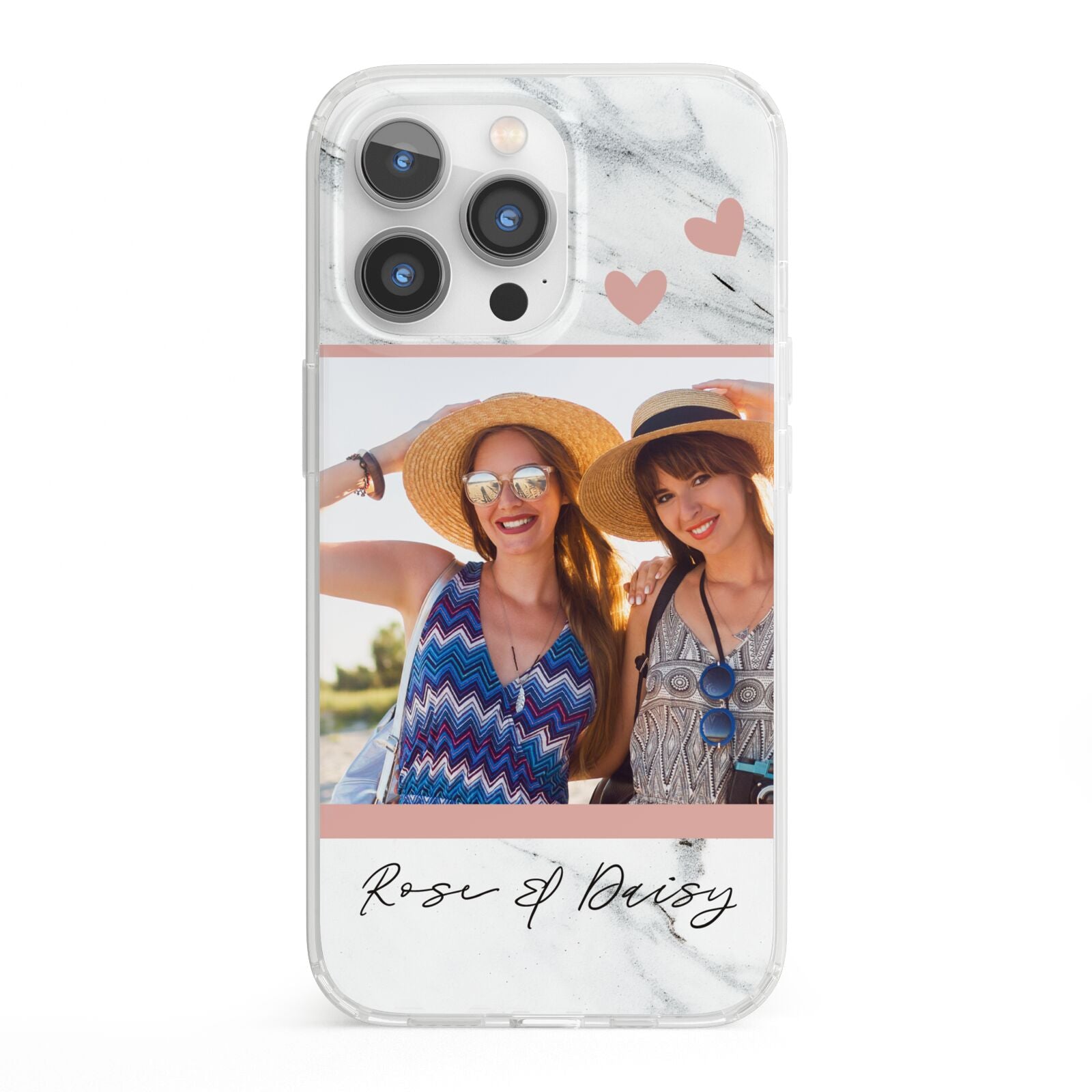 Marble Photo Upload with Text iPhone 13 Pro Clear Bumper Case