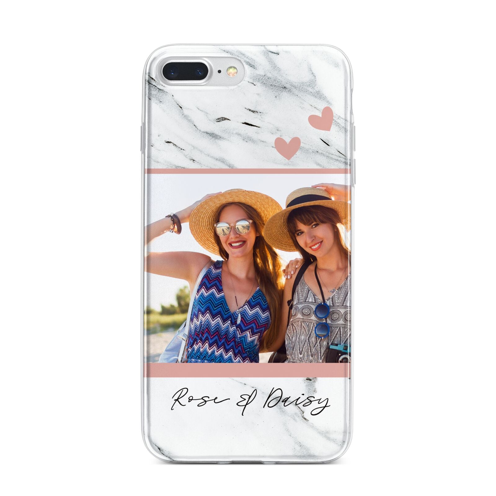 Marble Photo Upload with Text iPhone 7 Plus Bumper Case on Silver iPhone