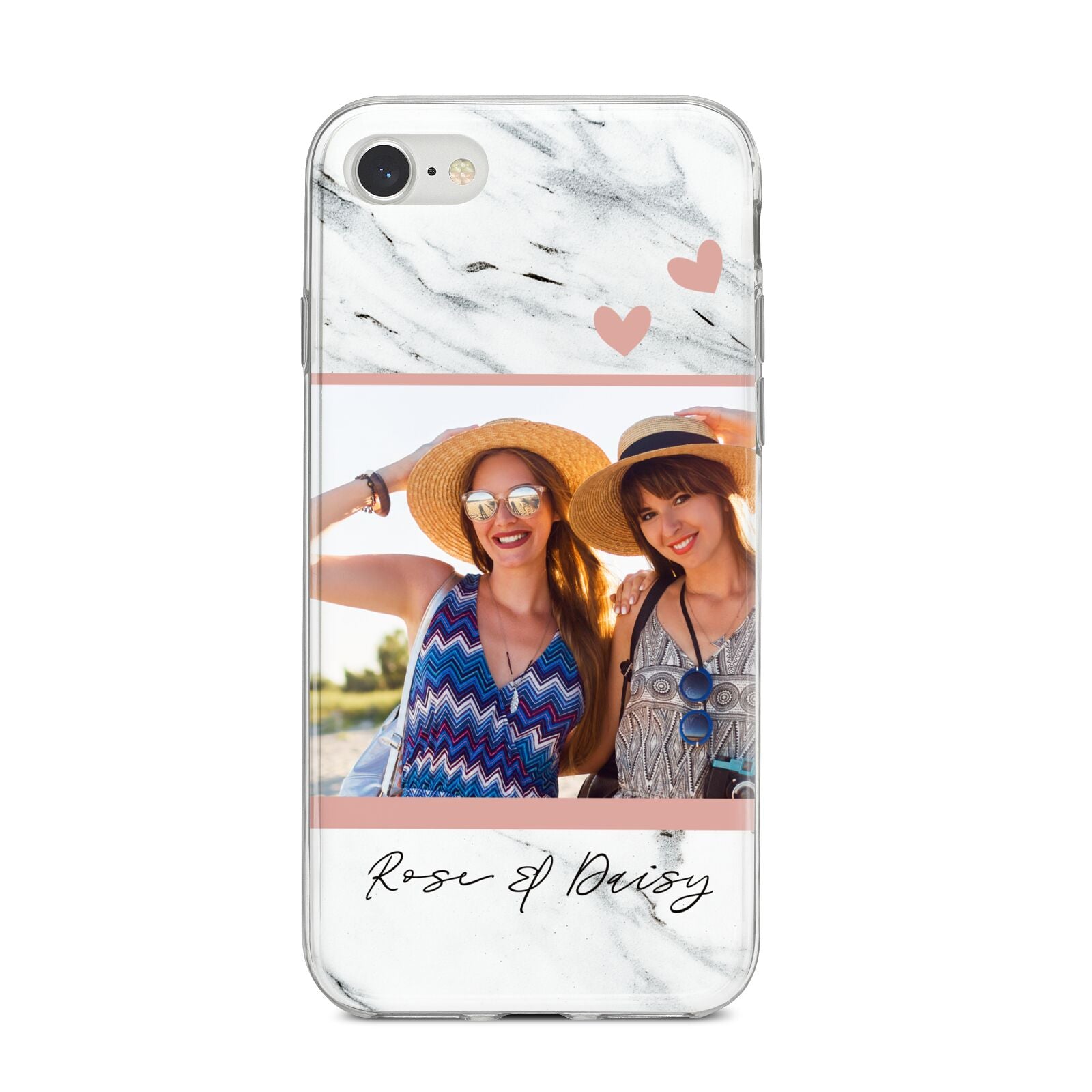 Marble Photo Upload with Text iPhone 8 Bumper Case on Silver iPhone