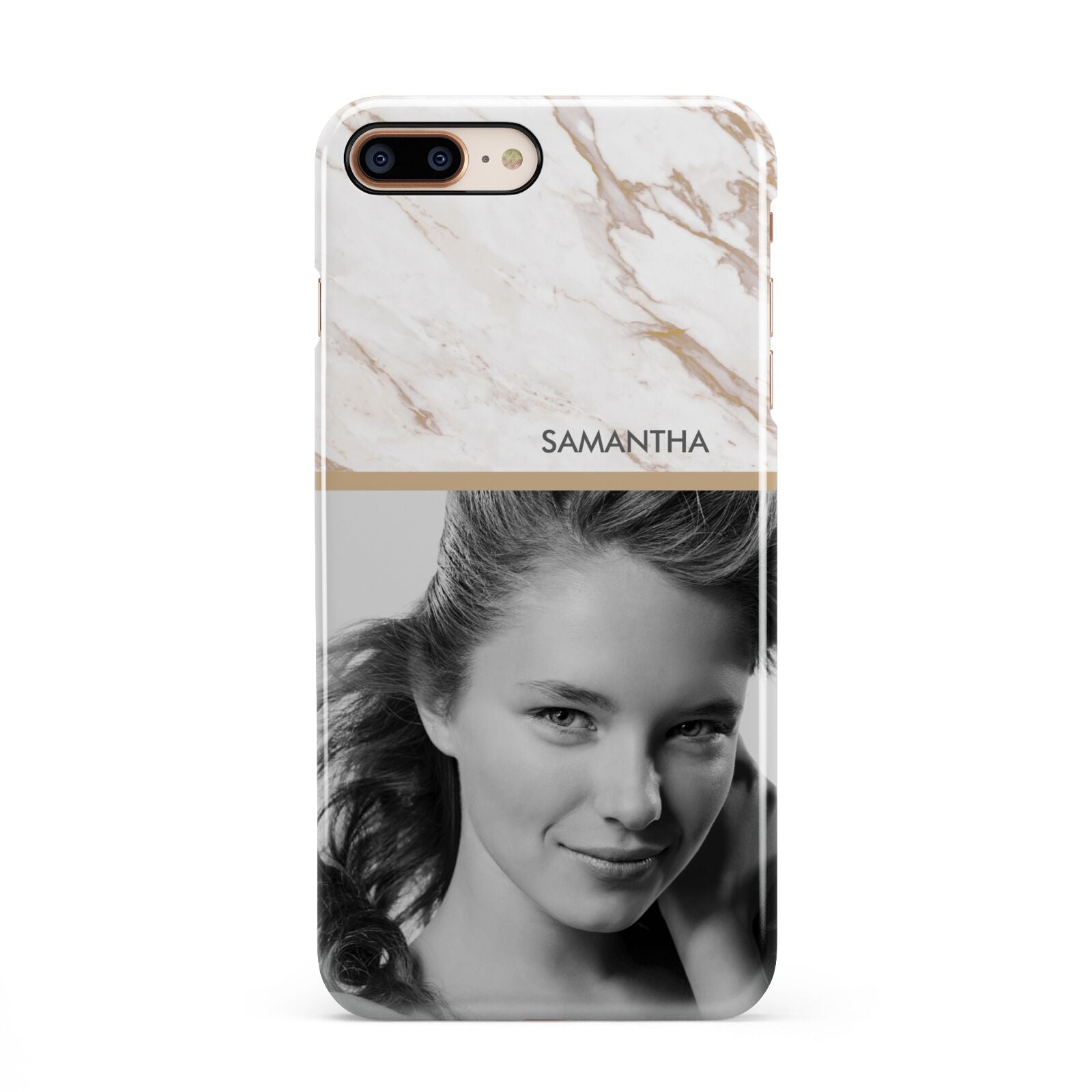 Marble Photo iPhone 8 Plus 3D Snap Case on Gold Phone