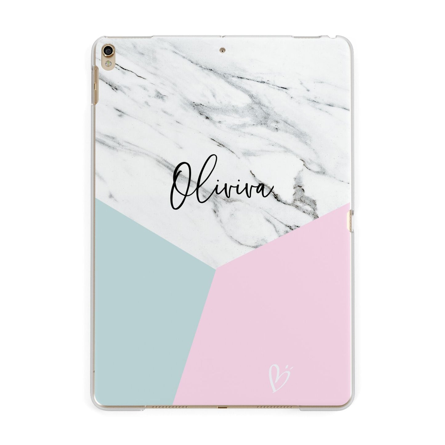 Marble Pink Geometric Personalised Apple iPad Gold Case