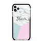 Marble Pink Geometric Personalised Apple iPhone 11 Pro Max in Silver with Black Impact Case
