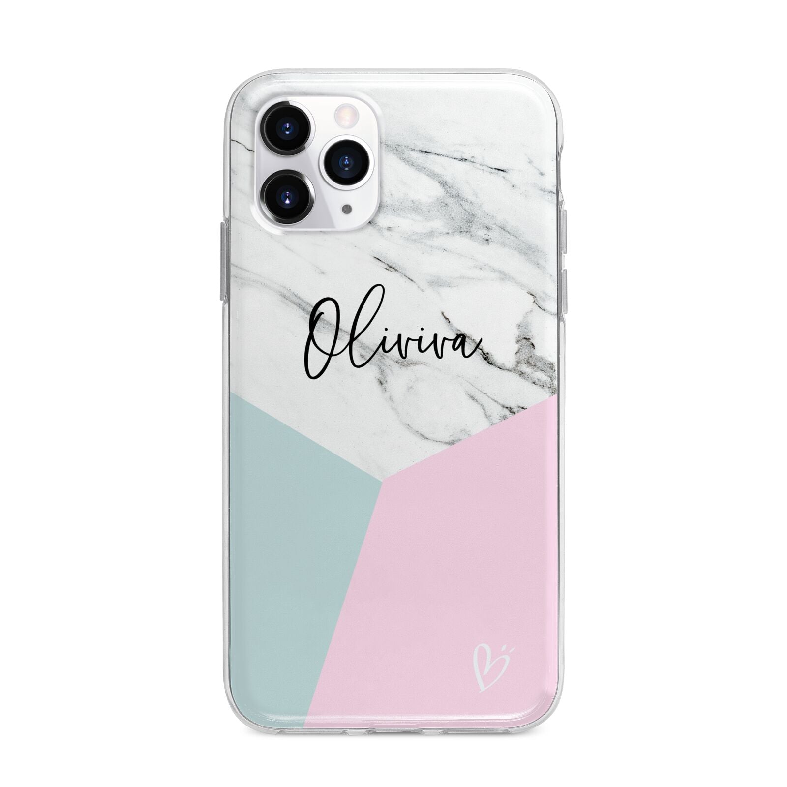 Marble Pink Geometric Personalised Apple iPhone 11 Pro Max in Silver with Bumper Case