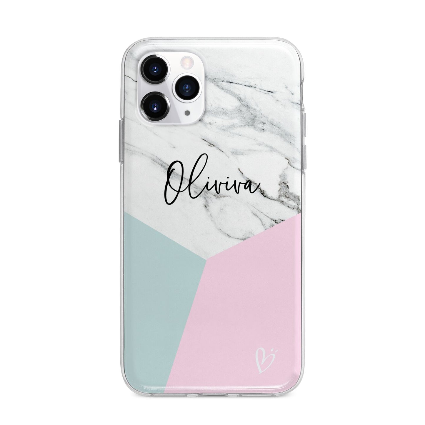 Marble Pink Geometric Personalised Apple iPhone 11 Pro in Silver with Bumper Case
