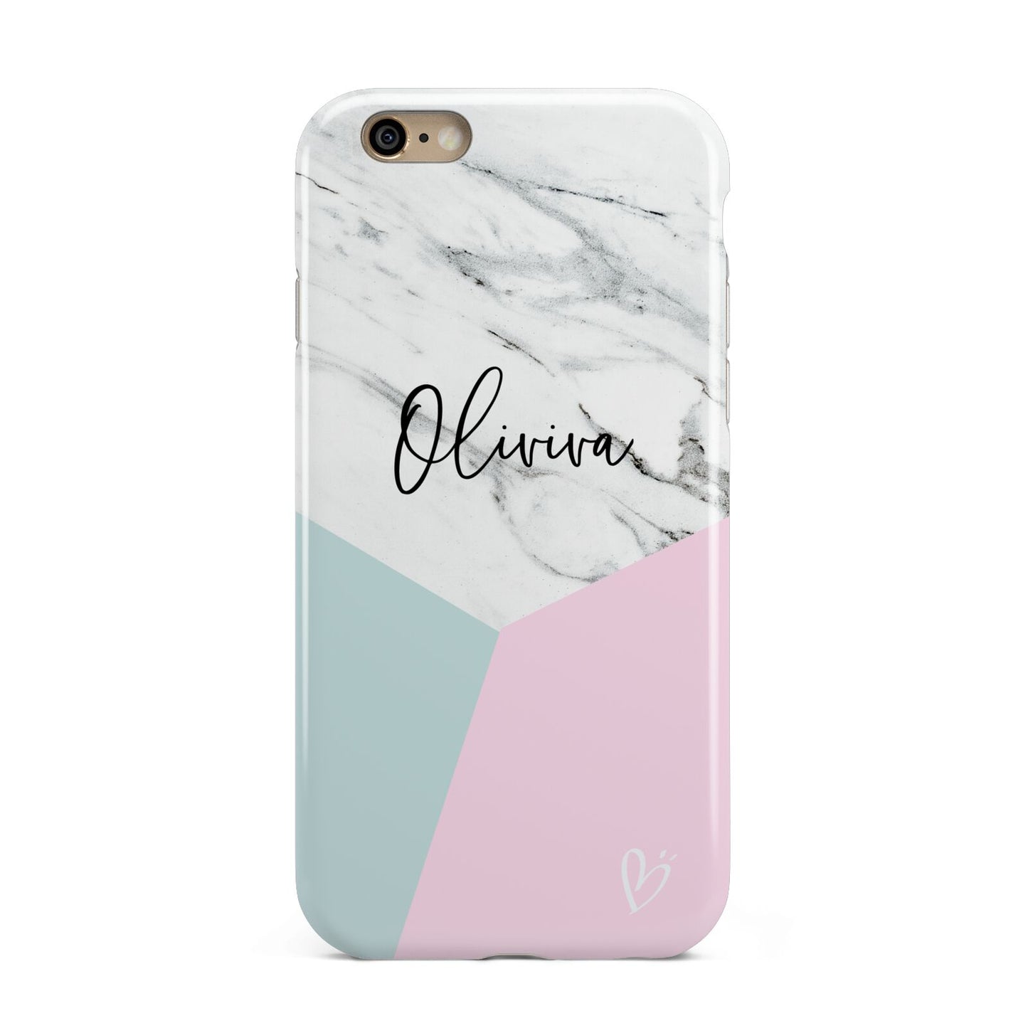 Marble Pink Geometric Personalised Apple iPhone 6 3D Tough Case