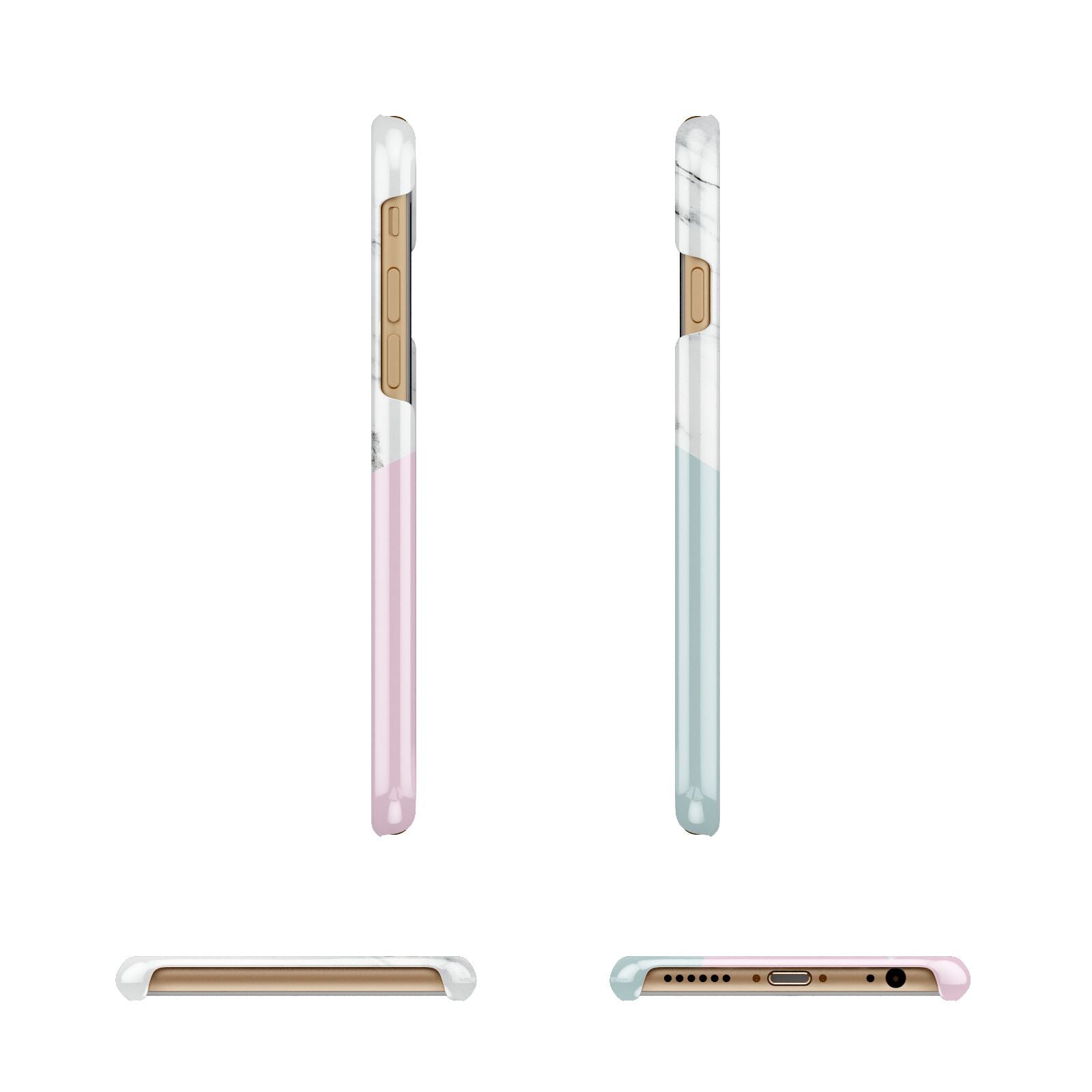 Marble Pink Geometric Personalised Apple iPhone 6 3D Wrap Snap Case Angled Images