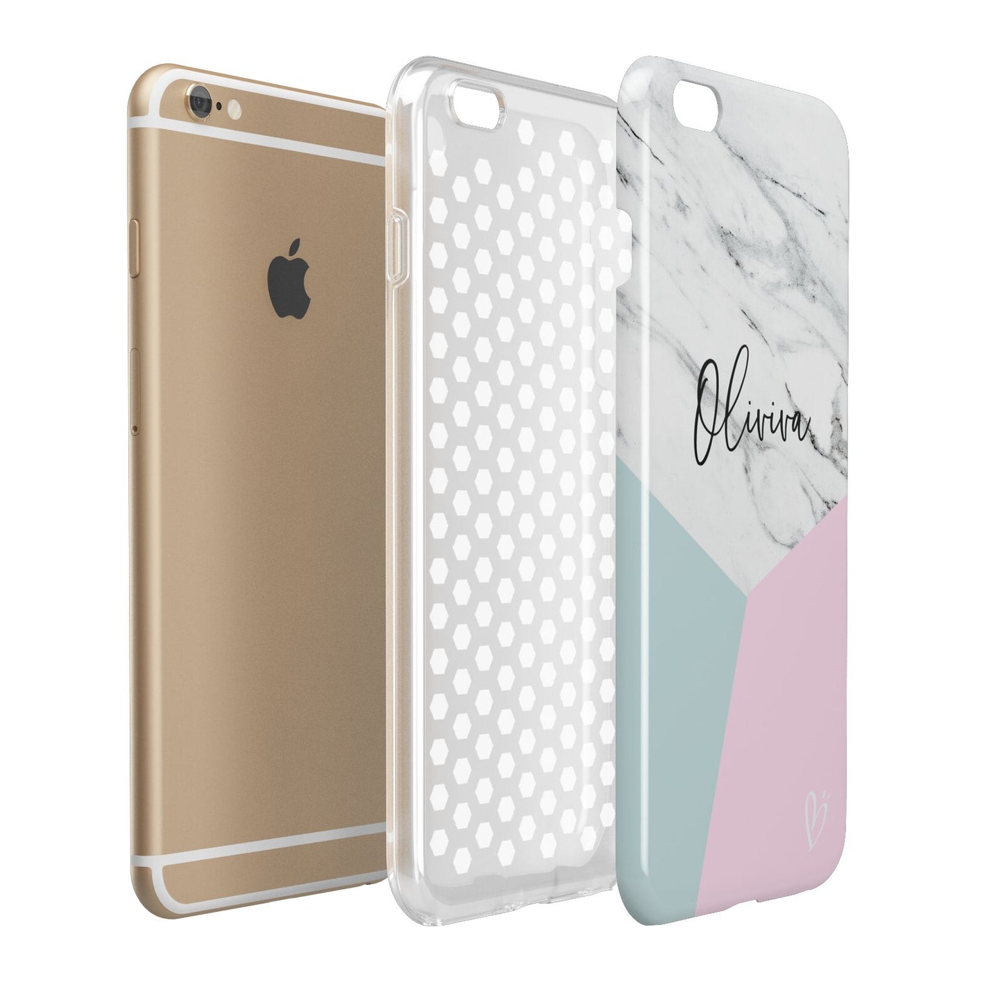 Marble Pink Geometric Personalised Apple iPhone 6 Plus 3D Tough Case Expand Detail Image