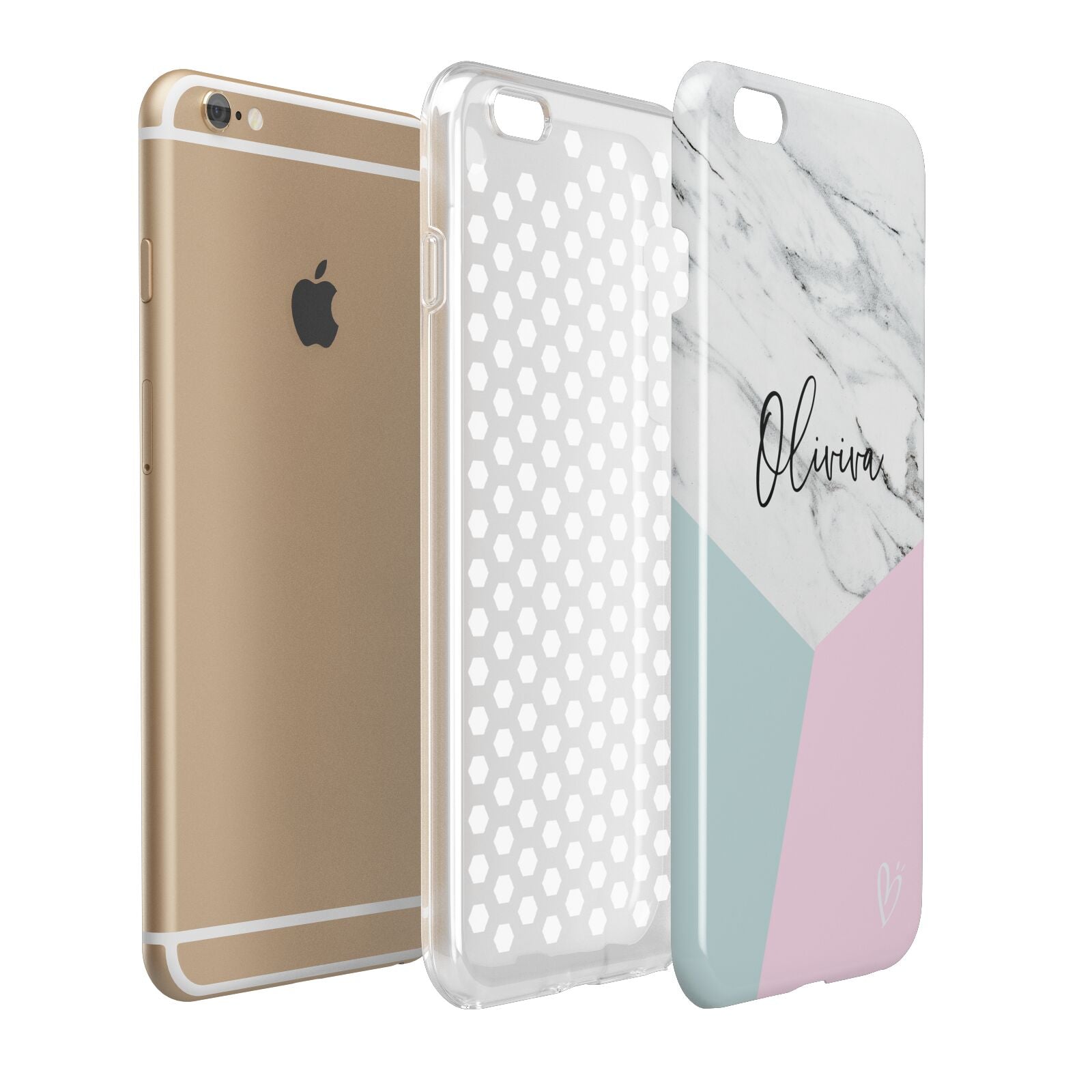 Marble Pink Geometric Personalised Apple iPhone 6 Plus 3D Tough Case Expand Detail Image