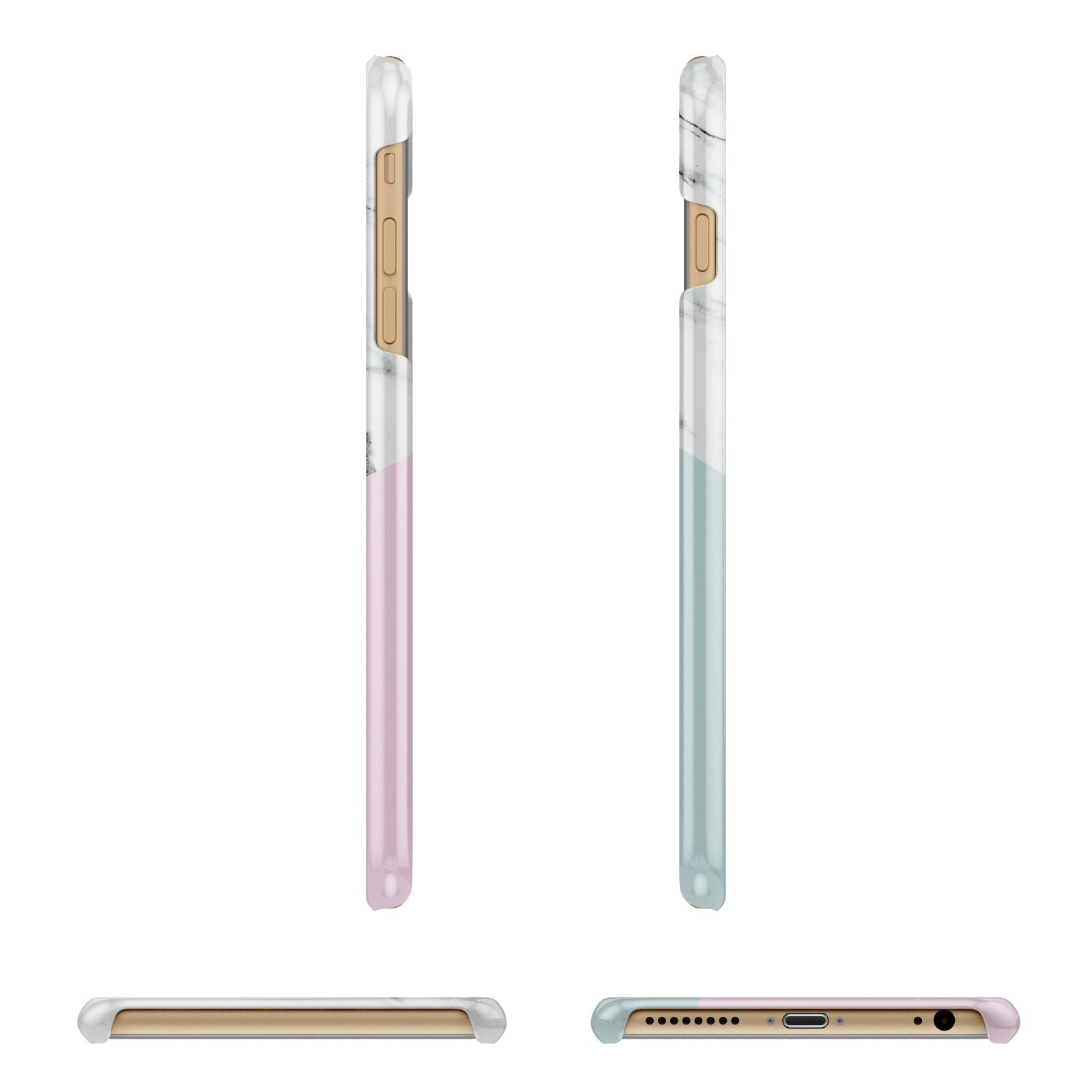 Marble Pink Geometric Personalised Apple iPhone 6 Plus 3D Wrap Snap Case Angled Images