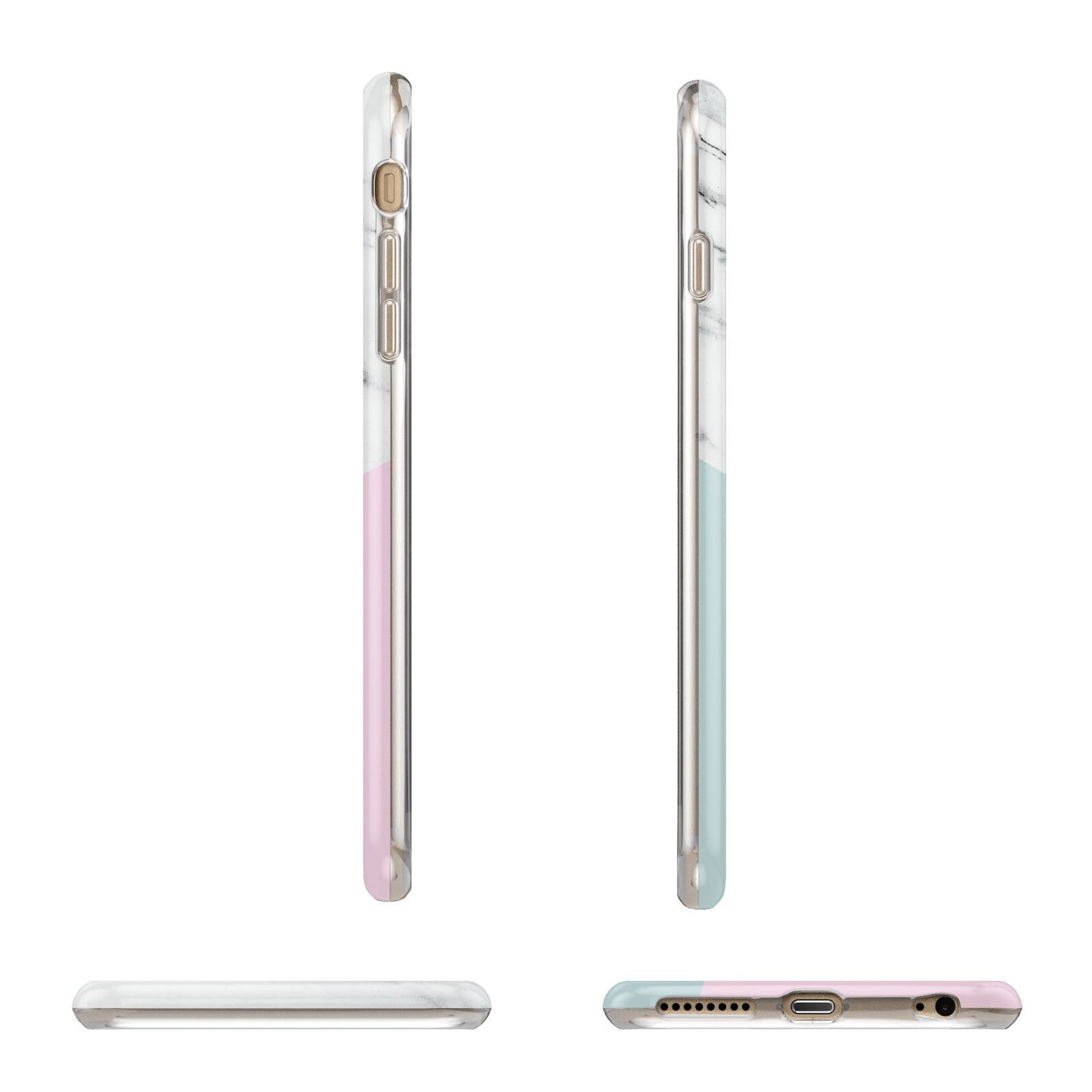 Marble Pink Geometric Personalised Apple iPhone 6 Plus 3D Wrap Tough Case Alternative Image Angles