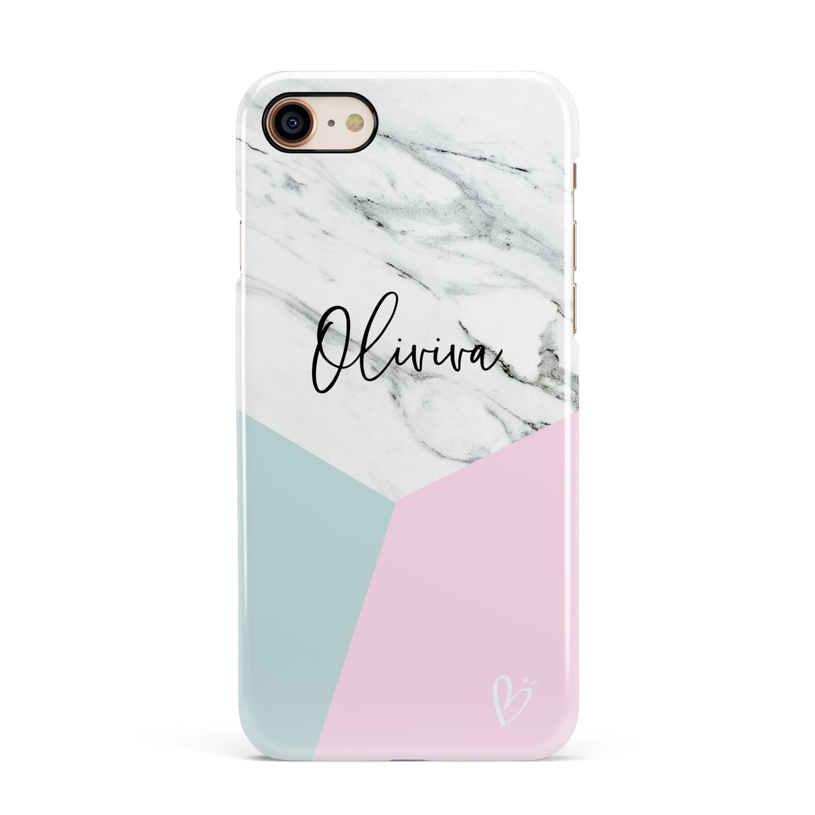 Marble Pink Geometric Personalised Apple iPhone 7 8 3D Snap Case