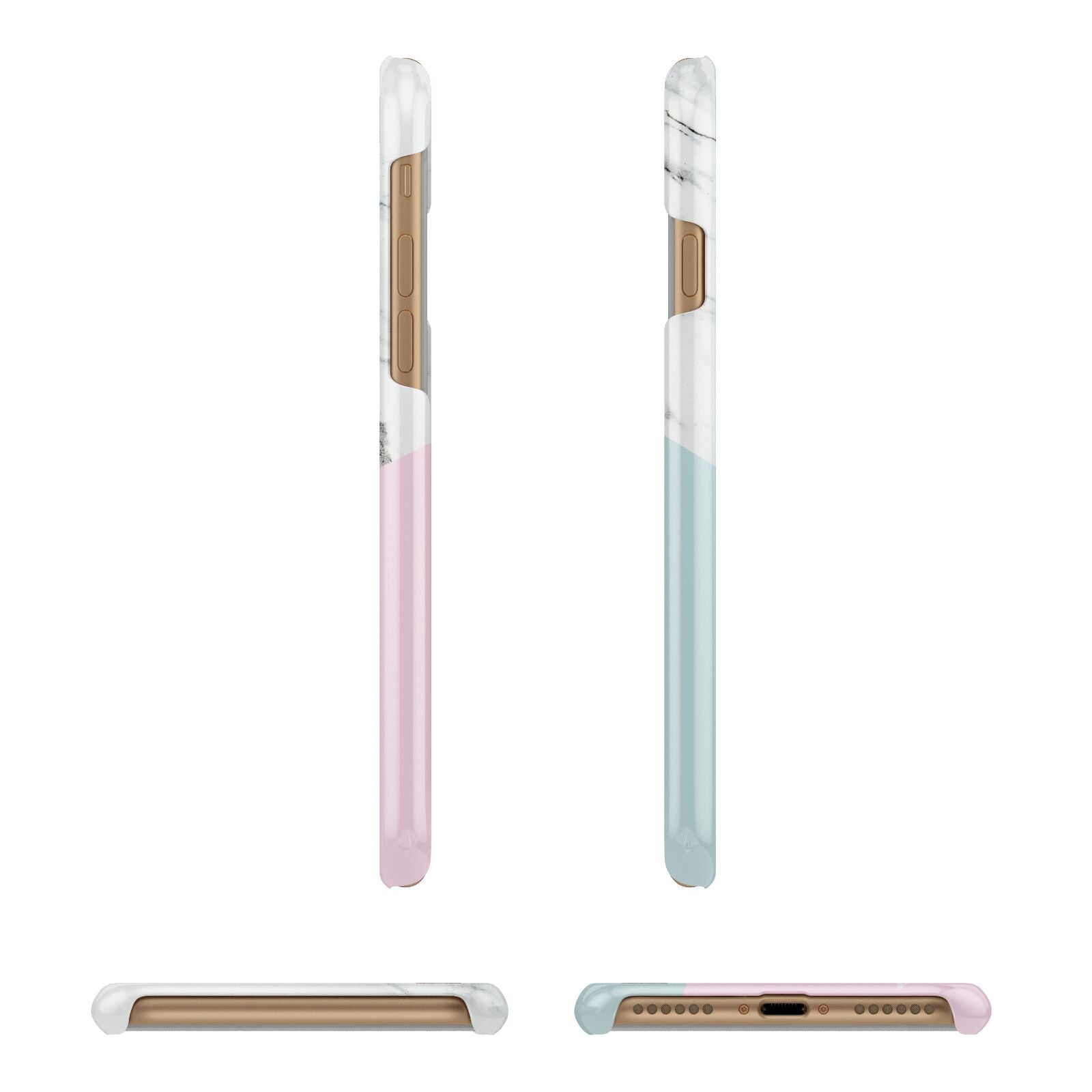 Marble Pink Geometric Personalised Apple iPhone 7 8 3D Wrap Snap Case Angled Images