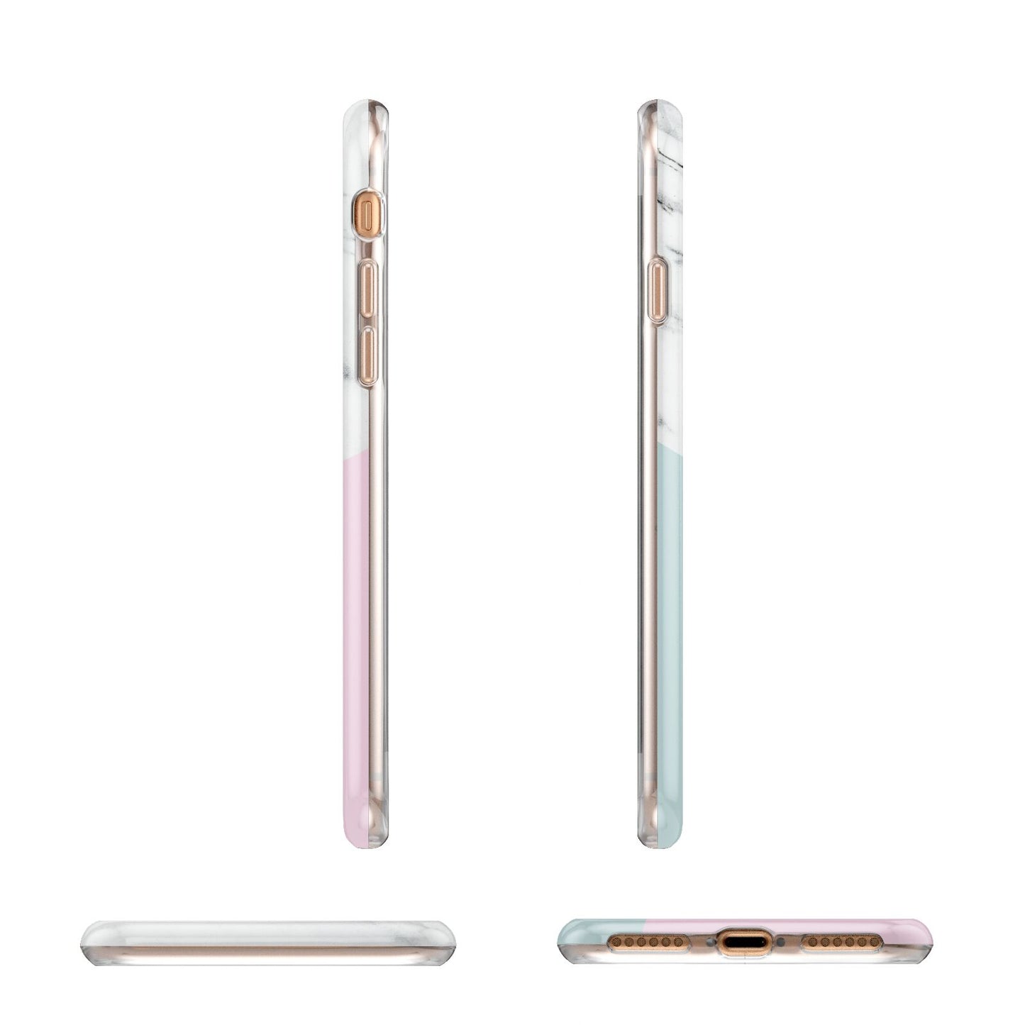 Marble Pink Geometric Personalised Apple iPhone 7 8 3D Wrap Tough Case Alternative Image Angles