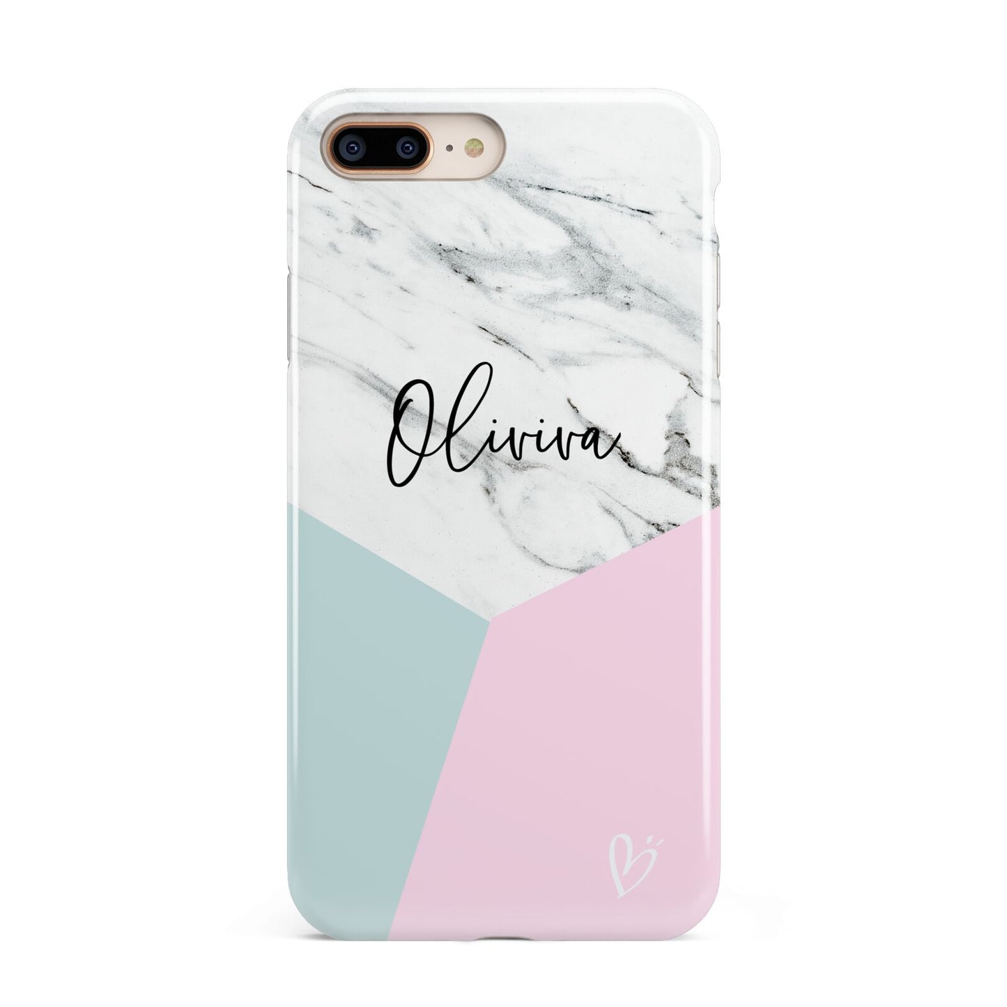 Marble Pink Geometric Personalised Apple iPhone 7 8 Plus 3D Tough Case