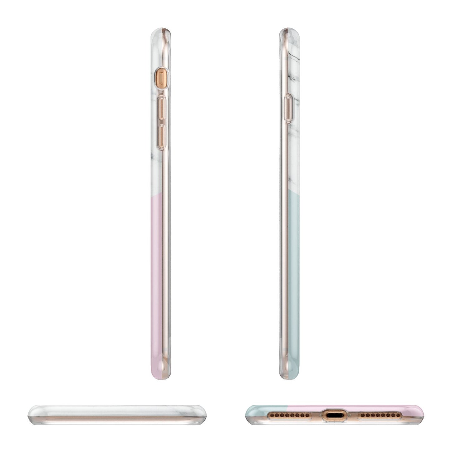 Marble Pink Geometric Personalised Apple iPhone 7 8 Plus 3D Wrap Tough Case Alternative Image Angles