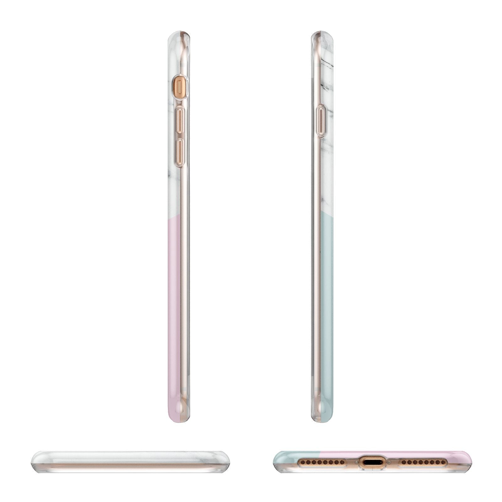 Marble Pink Geometric Personalised Apple iPhone 7 8 Plus 3D Wrap Tough Case Alternative Image Angles