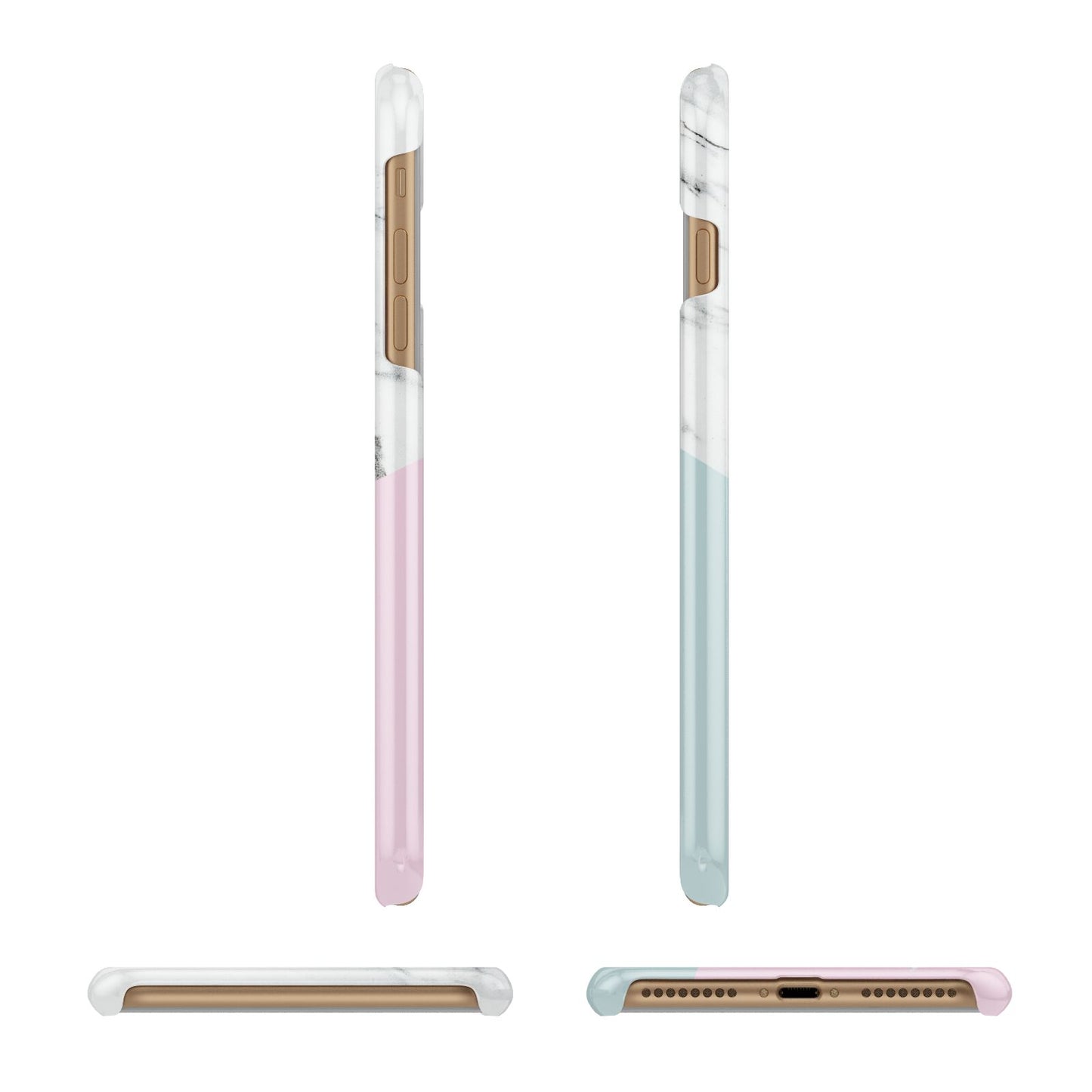 Marble Pink Geometric Personalised Apple iPhone 7 Plus 3D Wrap Snap Case Angled Images