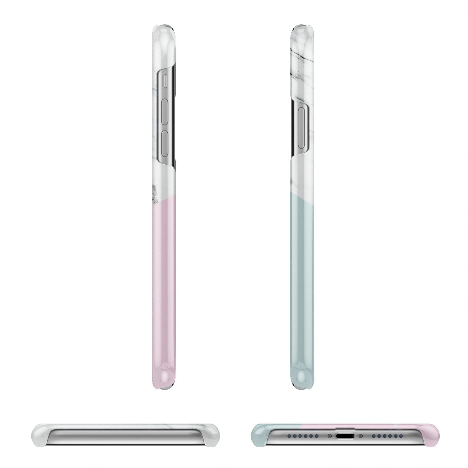 Marble Pink Geometric Personalised Apple iPhone XR 3D Wrap Snap Case Angled Images on White Phone