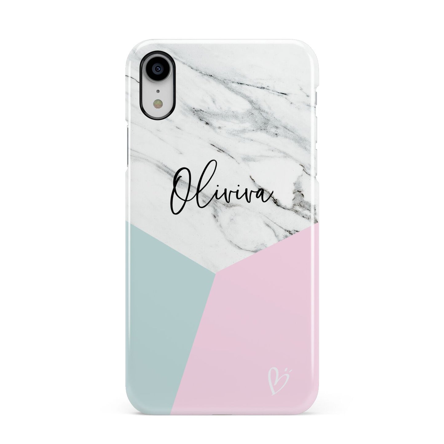 Marble Pink Geometric Personalised Apple iPhone XR White 3D Snap Case