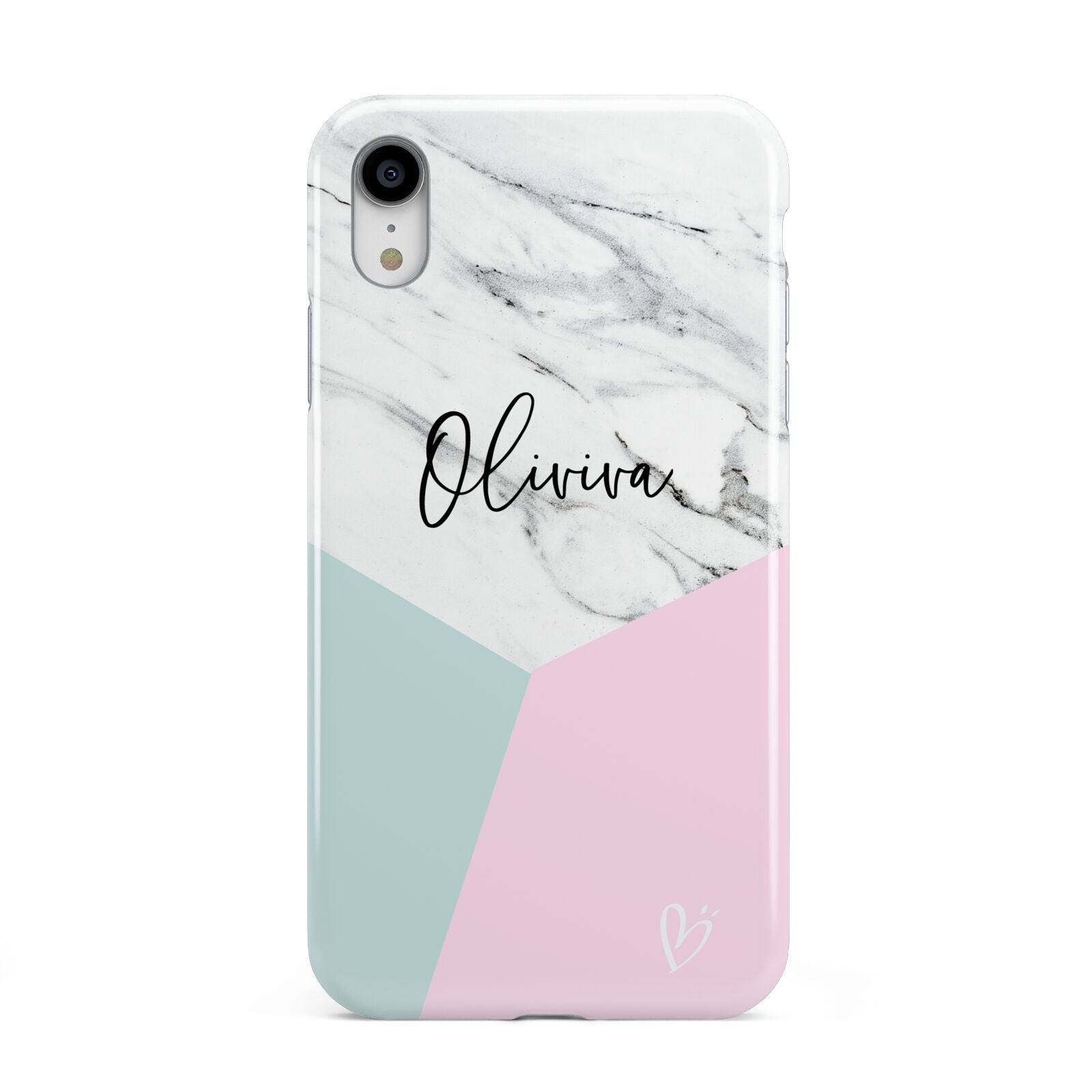 Marble Pink Geometric Personalised Apple iPhone XR White 3D Tough Case