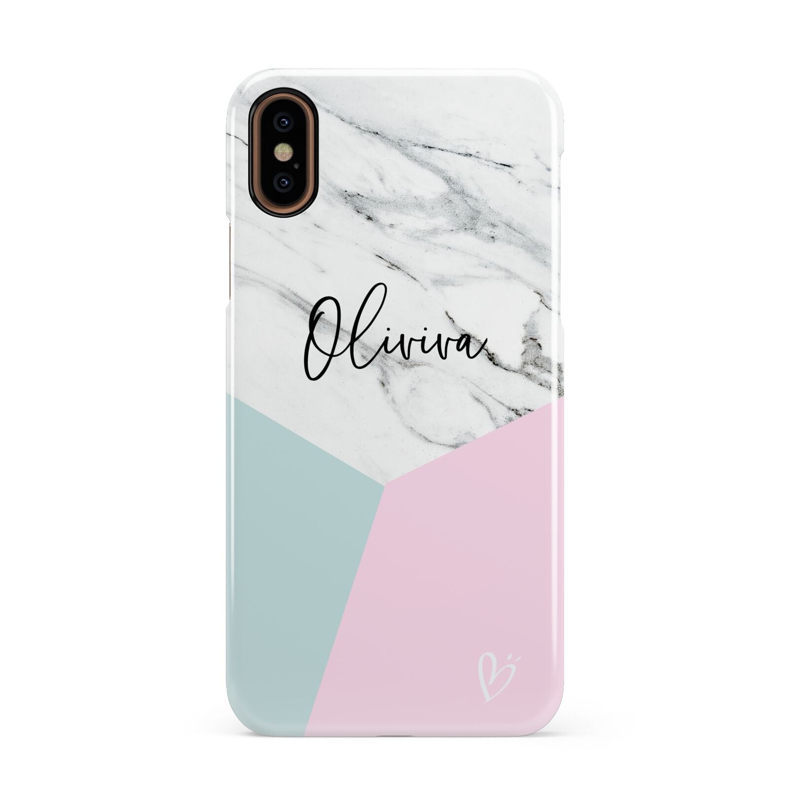 Marble Pink Geometric Personalised Apple iPhone XS 3D Snap Case
