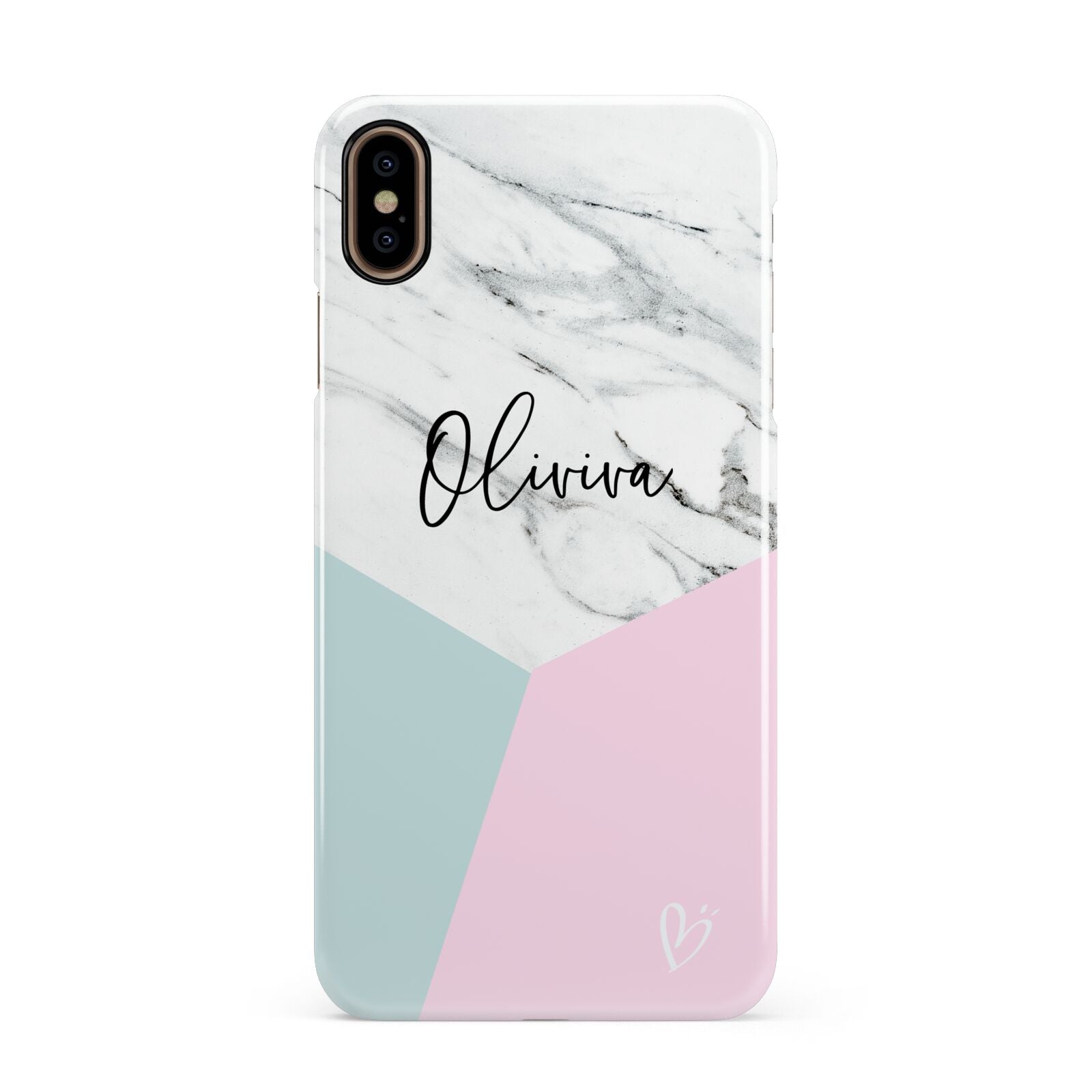 Marble Pink Geometric Personalised Apple iPhone Xs Max 3D Snap Case