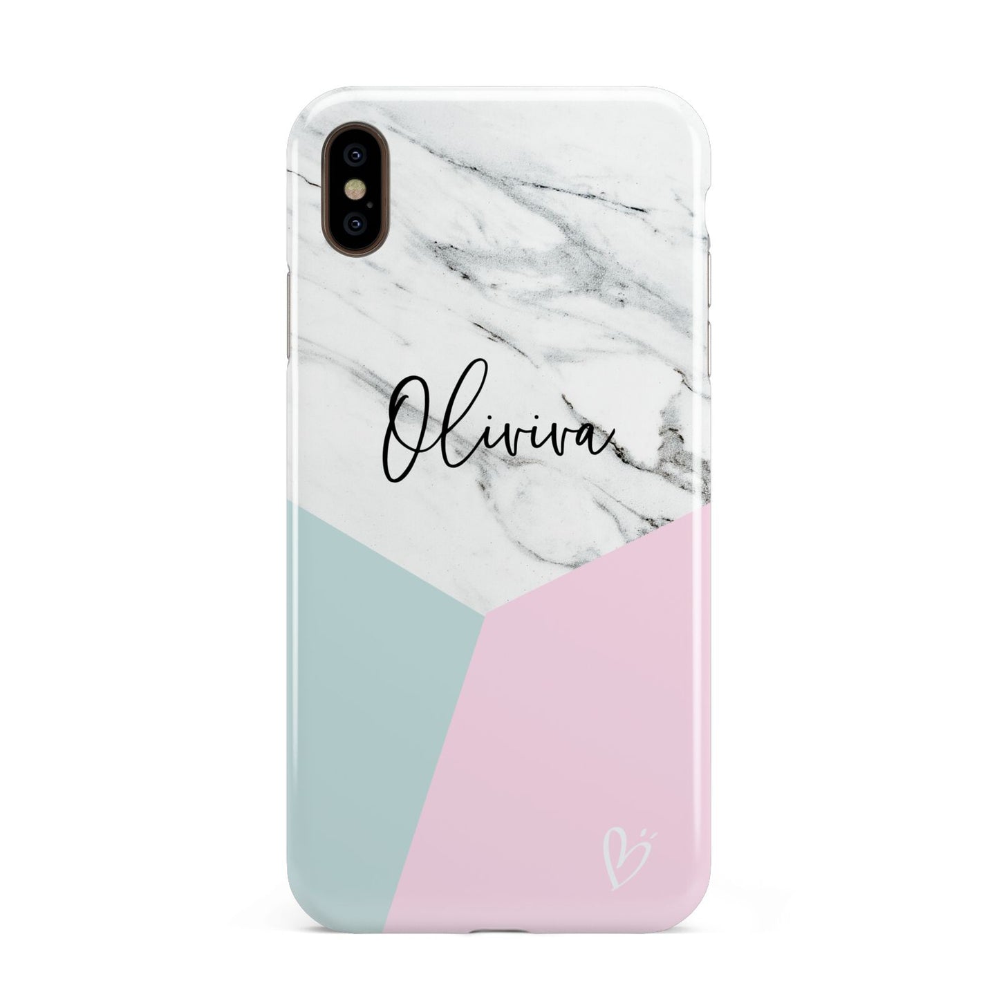 Marble Pink Geometric Personalised Apple iPhone Xs Max 3D Tough Case
