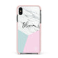 Marble Pink Geometric Personalised Apple iPhone Xs Max Impact Case Pink Edge on Black Phone