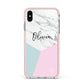 Marble Pink Geometric Personalised Apple iPhone Xs Max Impact Case Pink Edge on Silver Phone