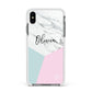 Marble Pink Geometric Personalised Apple iPhone Xs Max Impact Case White Edge on Black Phone