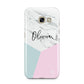 Marble Pink Geometric Personalised Samsung Galaxy A3 2017 Case on gold phone