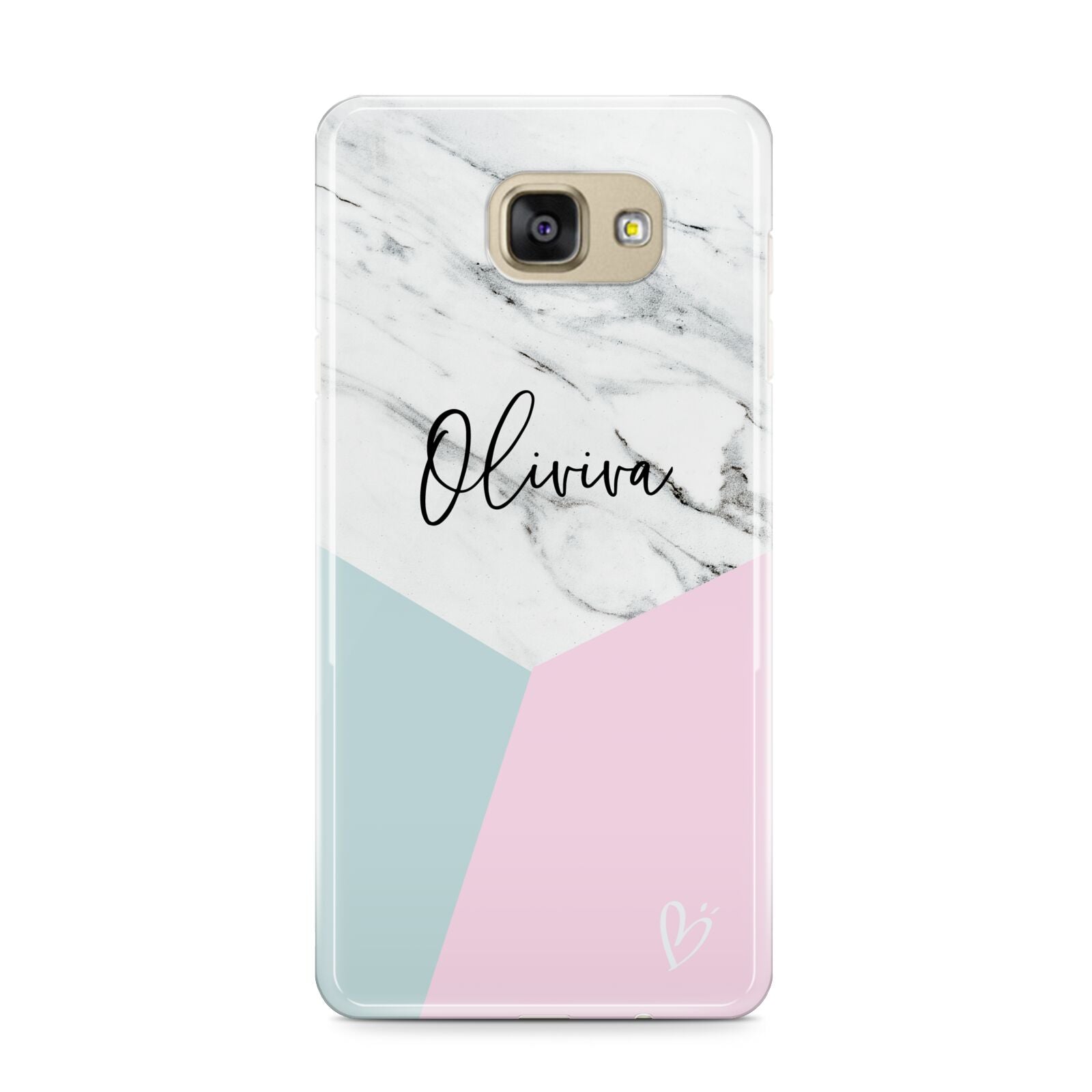 Marble Pink Geometric Personalised Samsung Galaxy A9 2016 Case on gold phone
