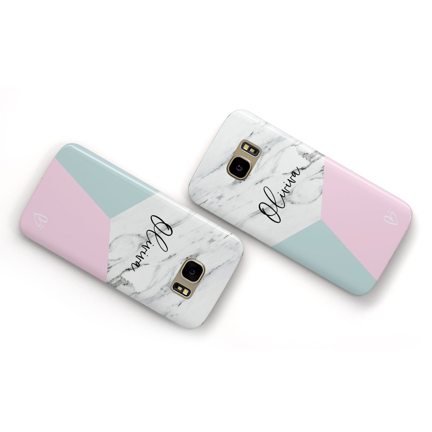 Marble Pink Geometric Personalised Samsung Galaxy Case Flat Overview