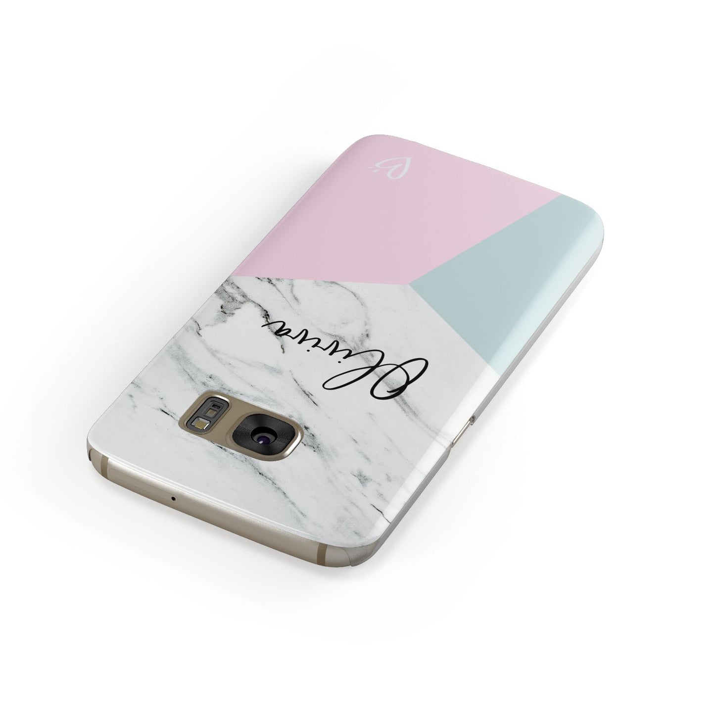 Marble Pink Geometric Personalised Samsung Galaxy Case Front Close Up