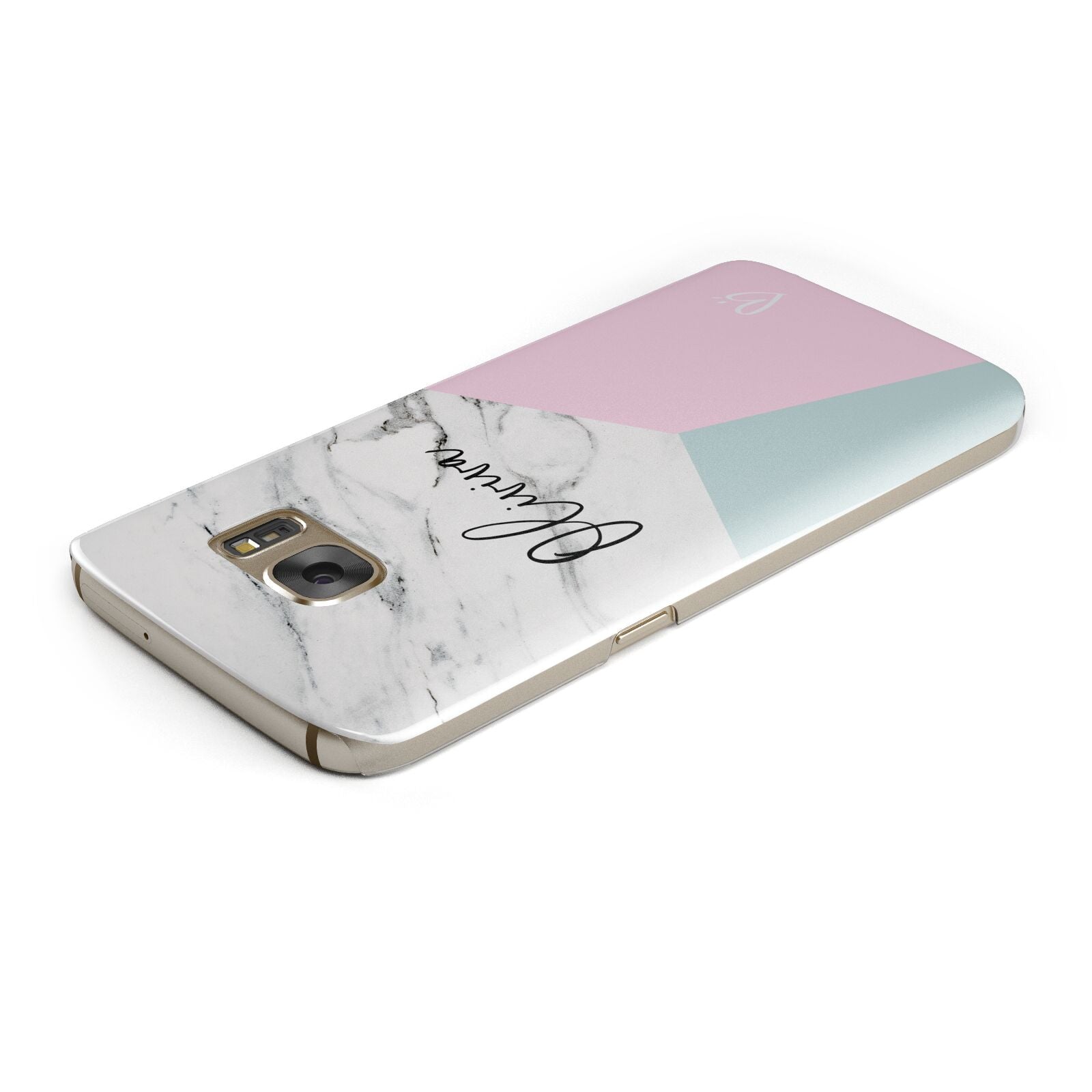 Marble Pink Geometric Personalised Samsung Galaxy Case Top Cutout