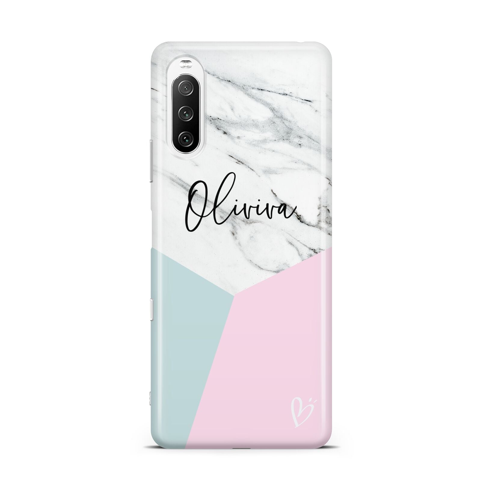 Marble Pink Geometric Personalised Sony Xperia 10 III Case
