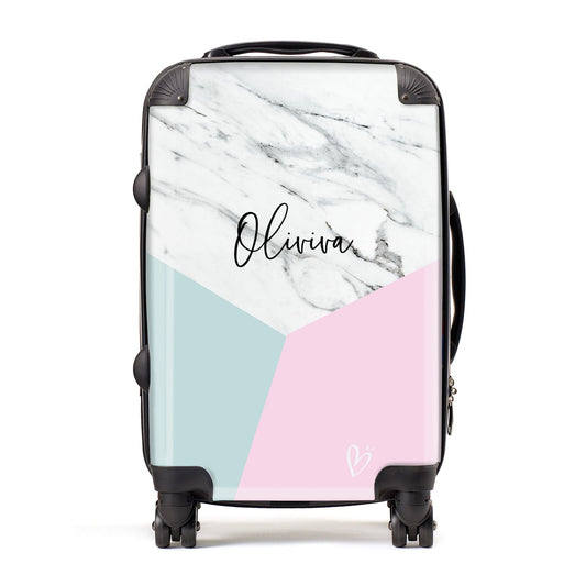 Marble Pink Geometric Personalised Suitcase