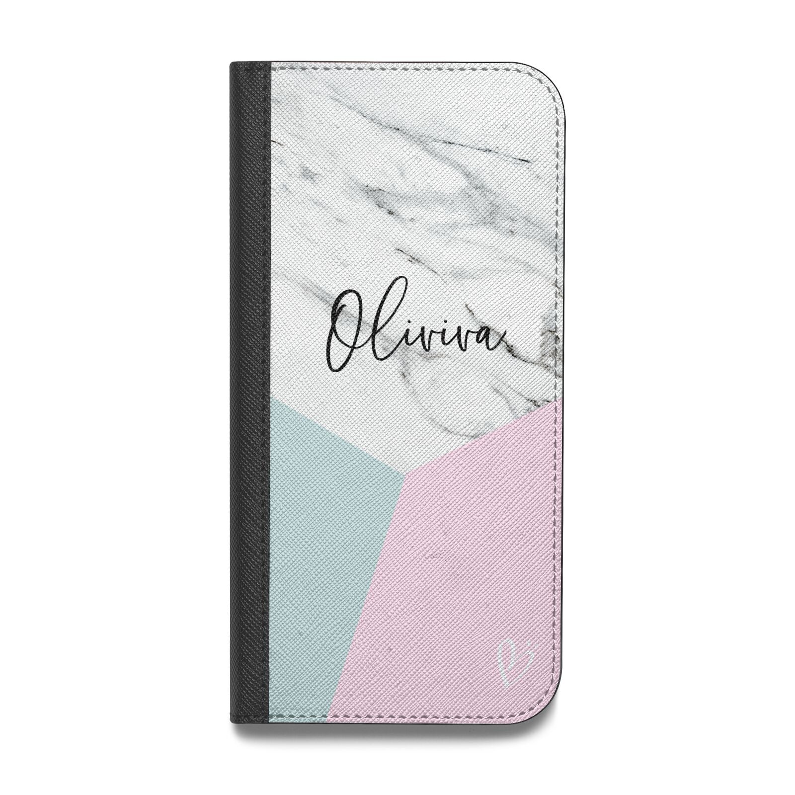 Marble Pink Geometric Personalised Vegan Leather Flip Samsung Case