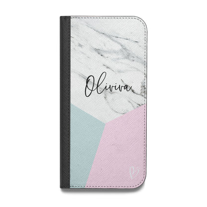 Marble Pink Geometric Personalised Vegan Leather Flip Samsung Case