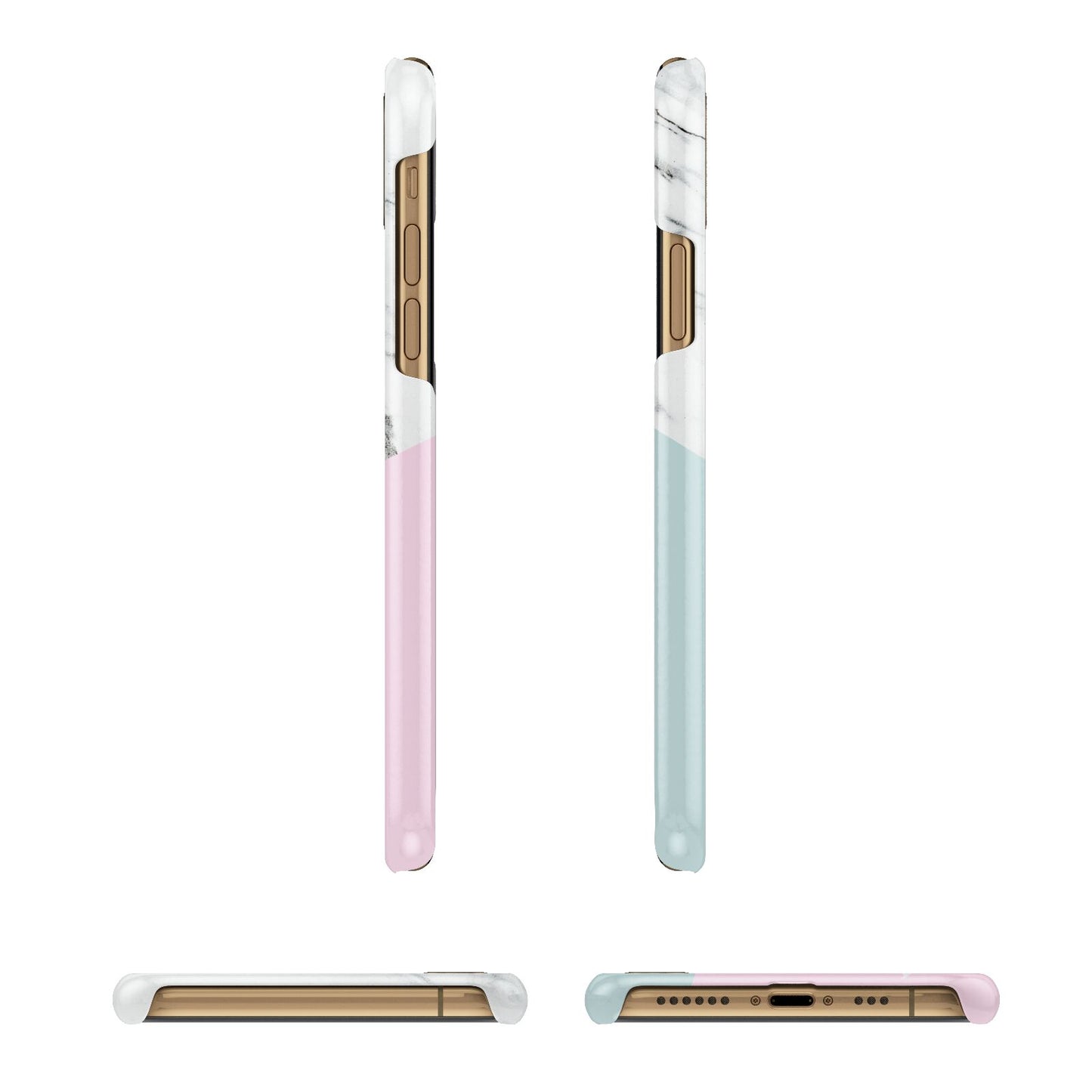 Marble Pink Geometric Personalised iPhone 11 3D Snap Case Angle Images