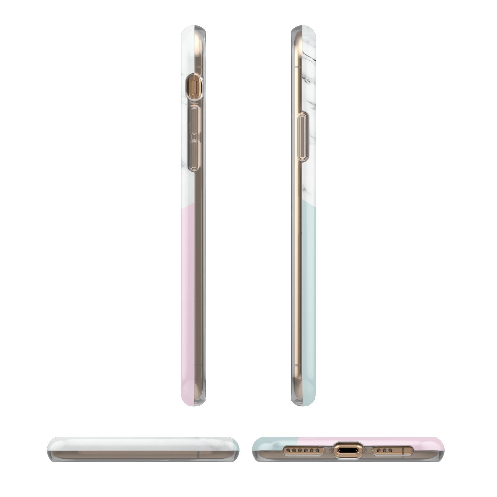 Marble Pink Geometric Personalised iPhone 11 3D Tough Case Angle Images