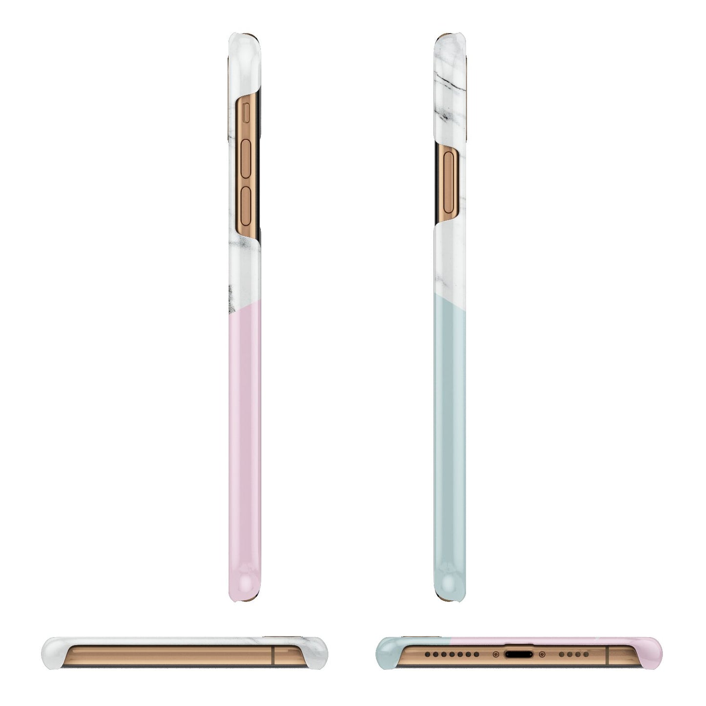 Marble Pink Geometric Personalised iPhone 11 Pro Max 3D Snap Case Angle Images