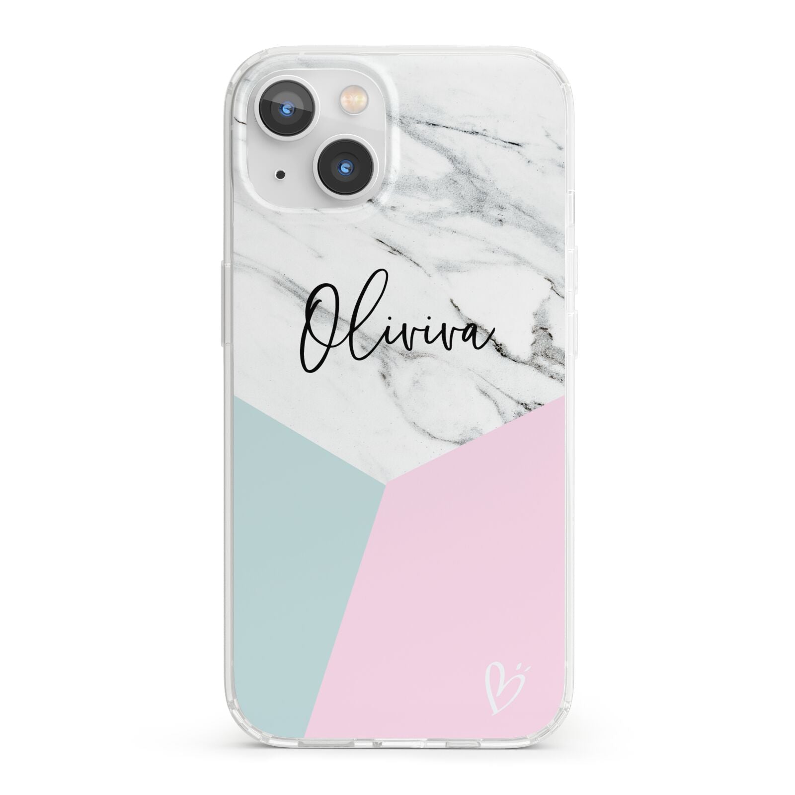 Marble Pink Geometric Personalised iPhone 13 Clear Bumper Case