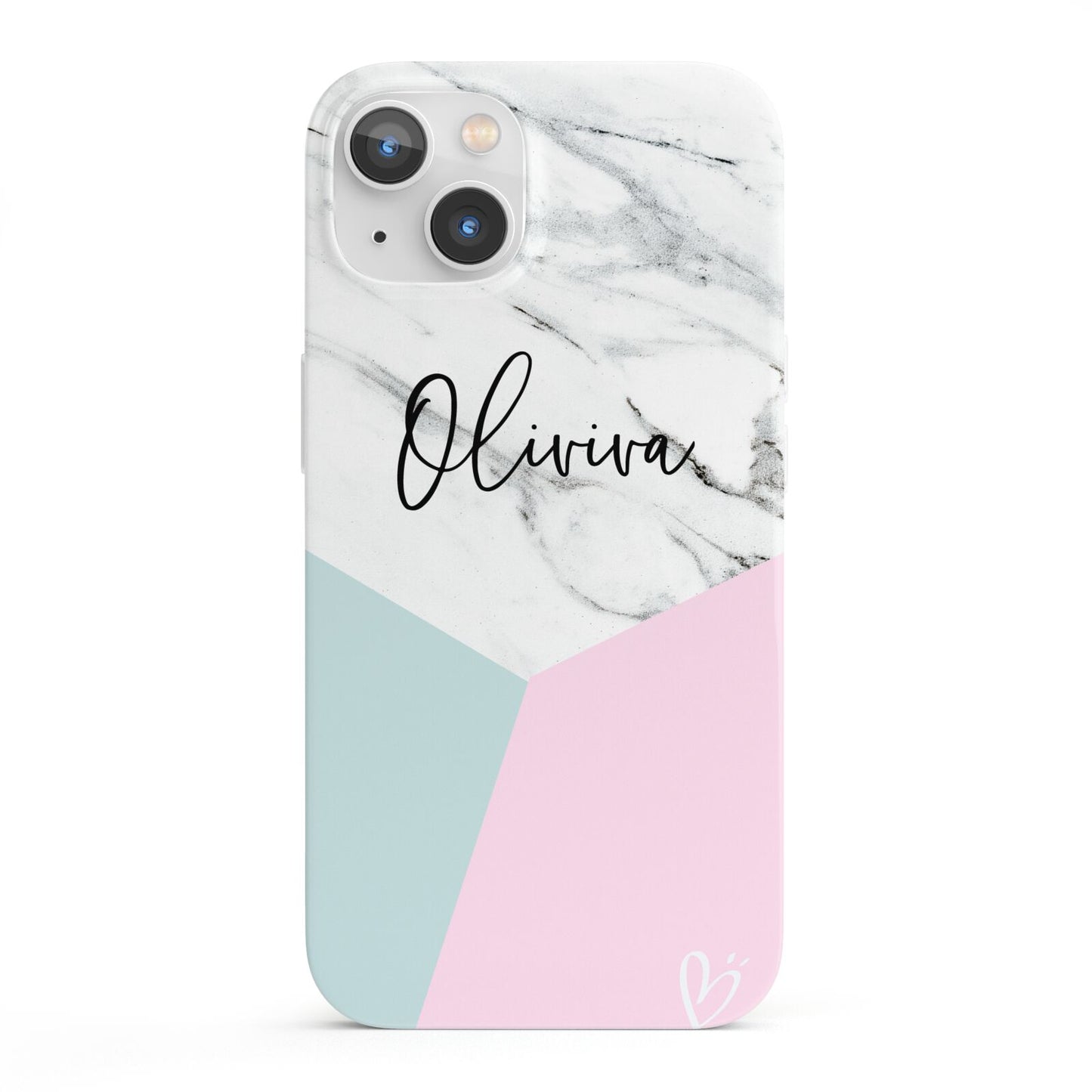 Marble Pink Geometric Personalised iPhone 13 Full Wrap 3D Snap Case