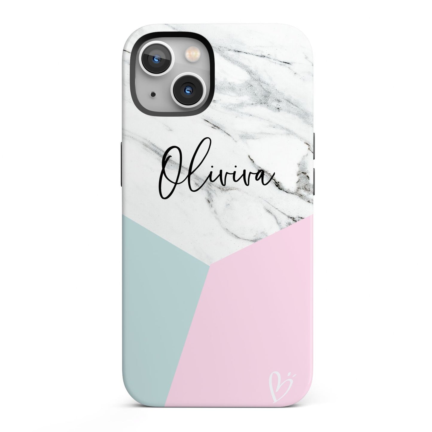 Marble Pink Geometric Personalised iPhone 13 Full Wrap 3D Tough Case