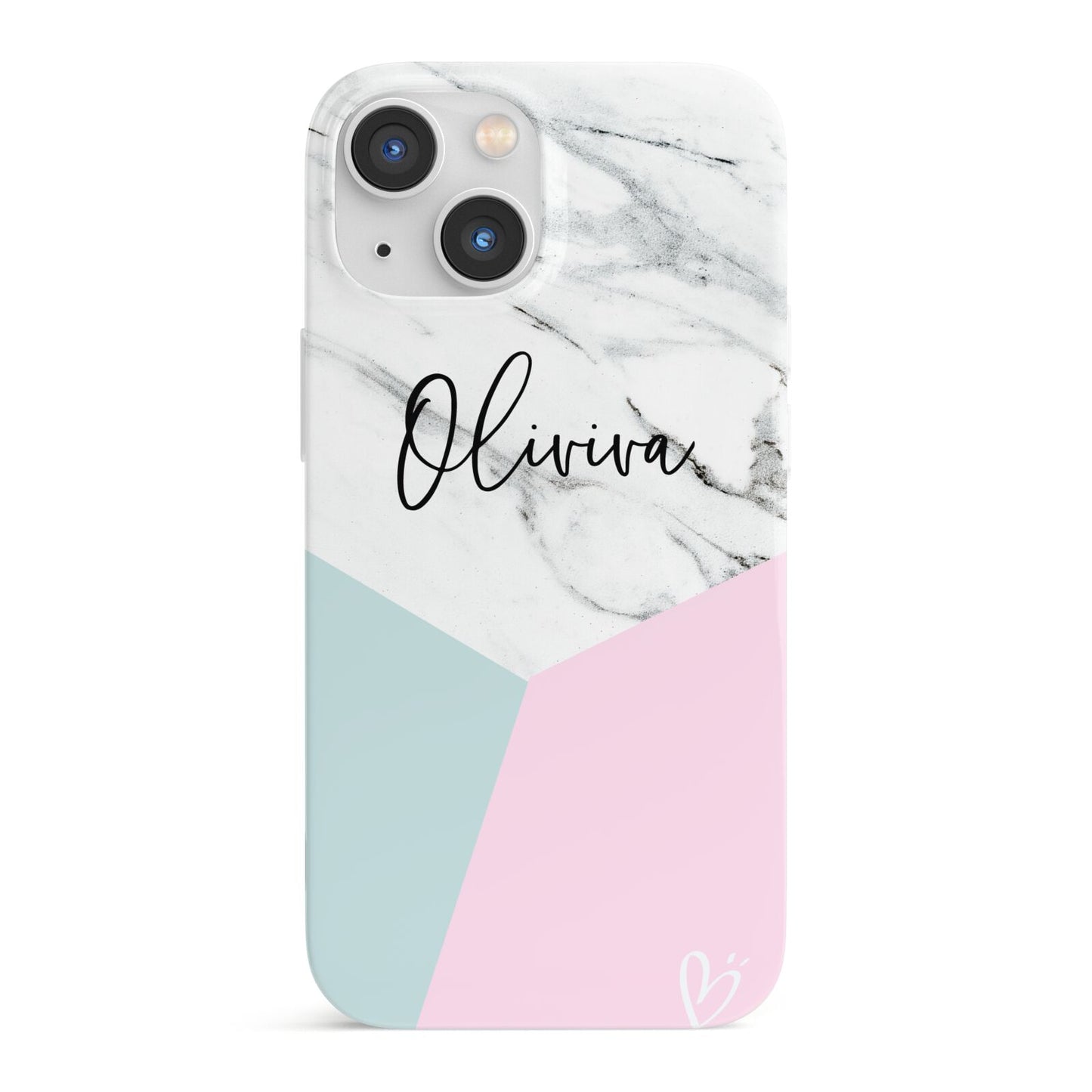 Marble Pink Geometric Personalised iPhone 13 Mini Full Wrap 3D Snap Case