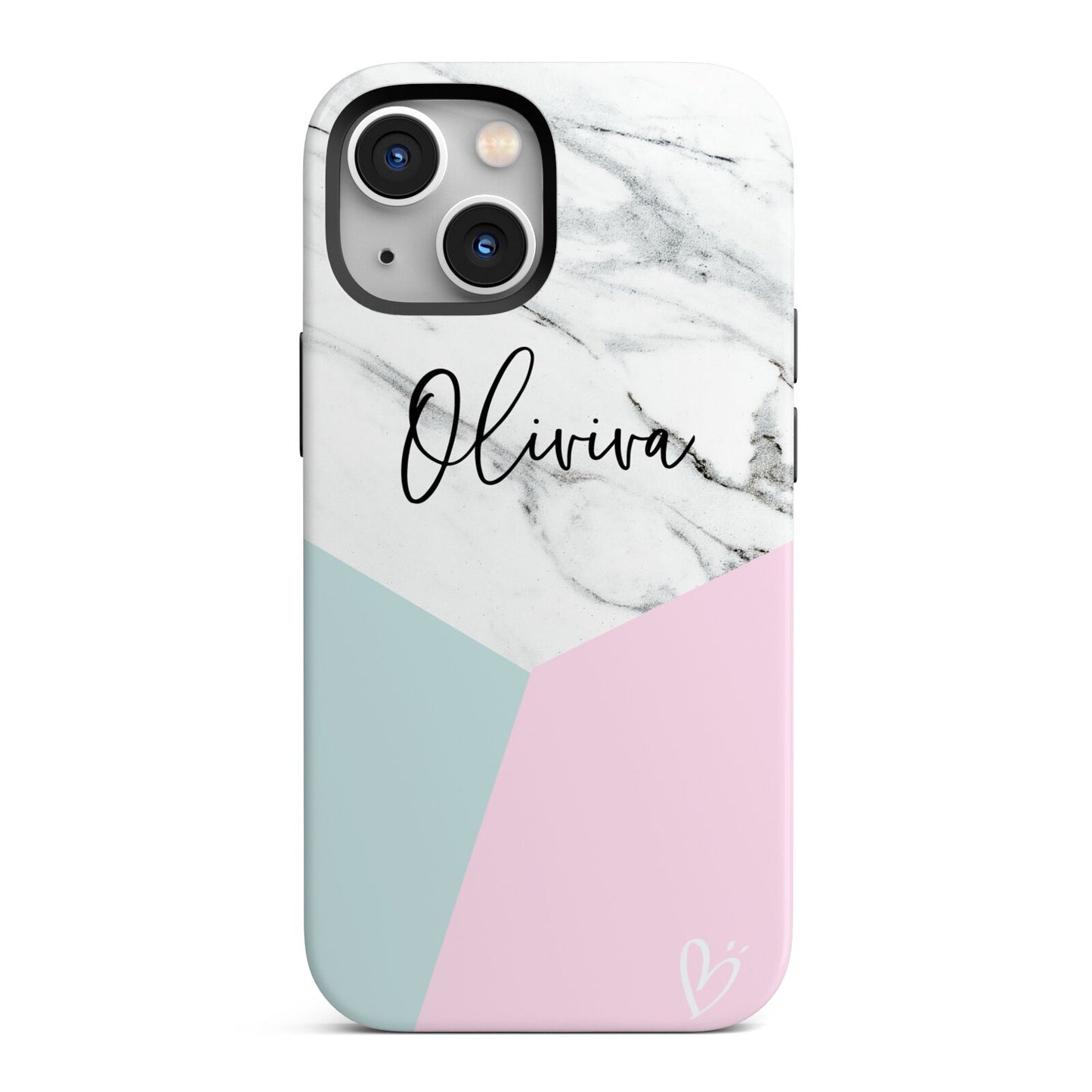Marble Pink Geometric Personalised iPhone 13 Mini Full Wrap 3D Tough Case